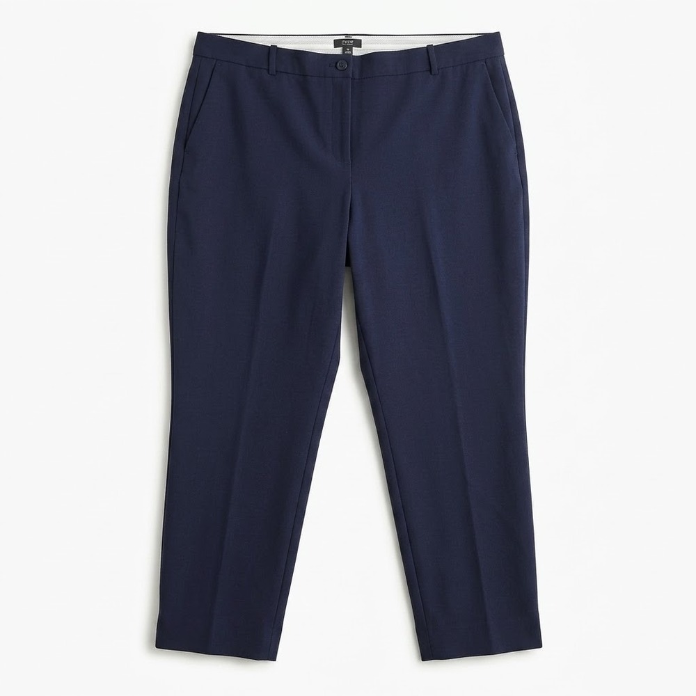 J Crew Cameron 365 Pant Womens Sz 22 Navy Blue High Rise Ankle Crop Stretch Work